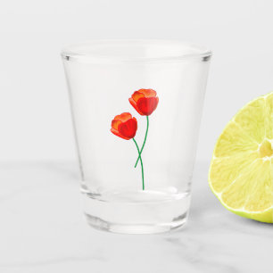Rote Mohnblume Blume Schnapsglas