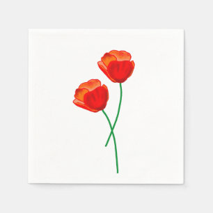 Rote Mohnblume Blume Serviette