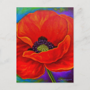 Rote Mohnblume Blume Vibranting Painting Blank Art Postkarte