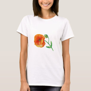 Rote Mohnblume Blume Zeichn Sommer T - Shirt