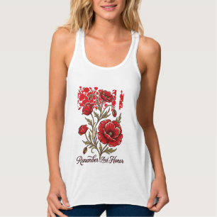 Rote Mohnblume Erinnern Und Ehren Vintage Gedenk-S Tank Top