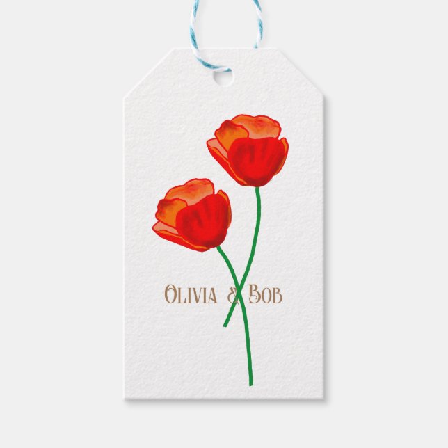 Rote Mohnblume Personalisiert Geschenkanhänger (Vorderseite)