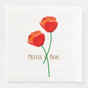 Rote Mohnblume Personalisiert Serviette