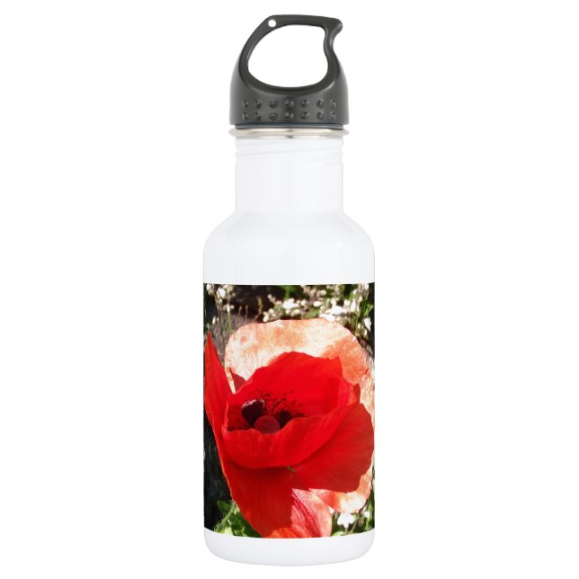 Rote Mohnblume Trinkflasche (Vorderseite)