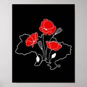 Rote Mohnblume Unterstützen Ukraine Mädchen Navy V Poster
