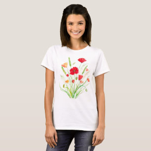 Rote Mohnblume Wildblumen Mohnblüte Blume Vintag T-Shirt