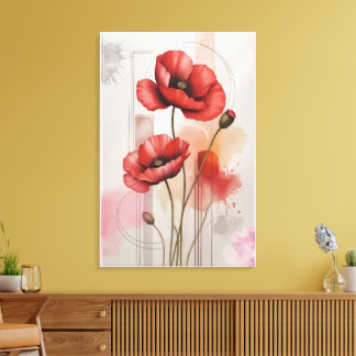 Rote Mohnblume Wohnzimmer Dekoration Wandkunst Leinwanddruck