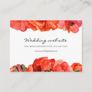 Rote Mohnblumen Aquarell Hochzeitswebsite Karte