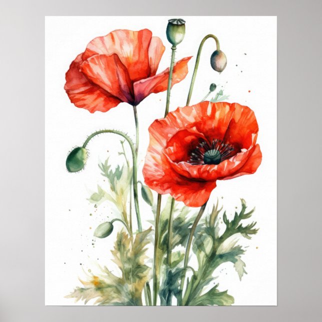 Rote Mohnblumen Blume Art Print Poster (Vorne)