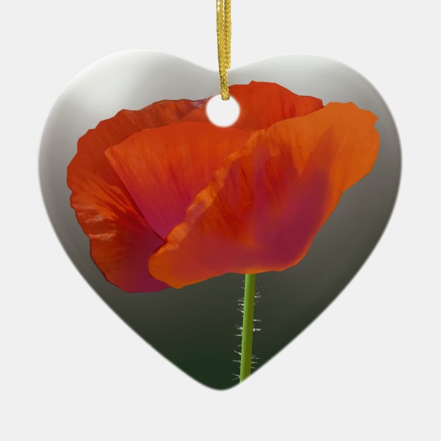 Rote Mohnblumen-Blume Keramikornament (Vorne)