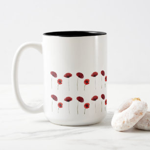 Rote Mohnblumen-Blume Zweifarbige Tasse