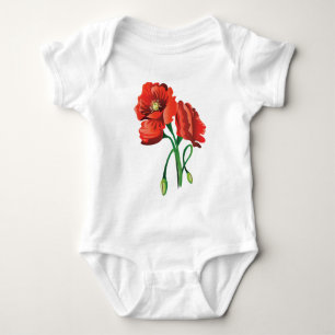 Rote Mohnblumen-Blumen Baby Strampler