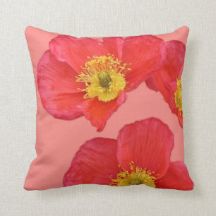 Rote Mohnblumen-Blumen Kissen