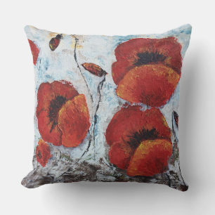 Rote Mohnblumen-Blumen-Kissen-Wohngestaltung Kissen