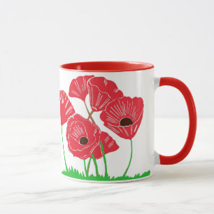 Rote Mohnblumen-Blumen-Kunst Tasse