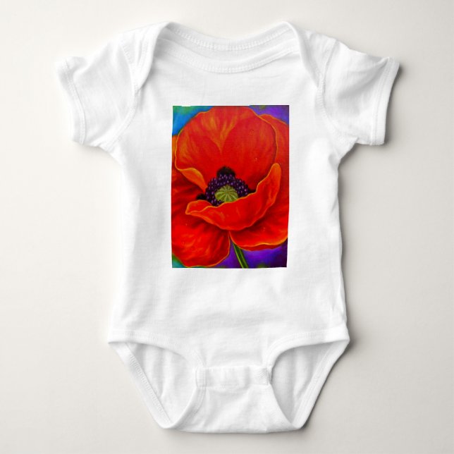 Rote Mohnblumen-Blumen-Malerei - multi Baby Strampler (Vorderseite)