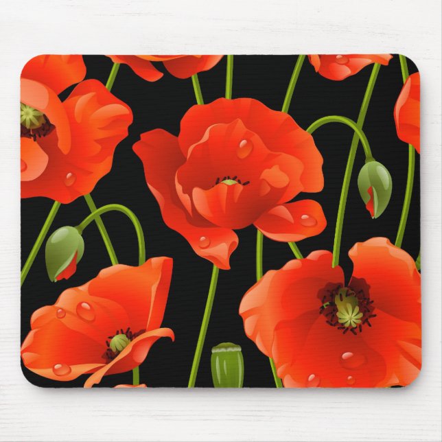 Rote Mohnblumen-Blumen Mousepad (Vorne)