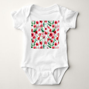 Rote Mohnblumen: Blumenbilder in Aquarellen Baby Strampler