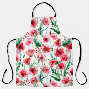 Rote Mohnblumen: Blumenbilder in Aquarellen Schürze