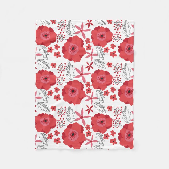 Rote Mohnblumen-BlumenFleecedecke Fleecedecke (Vorderseite)