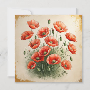 Rote Mohnblumen Bouquet Karte