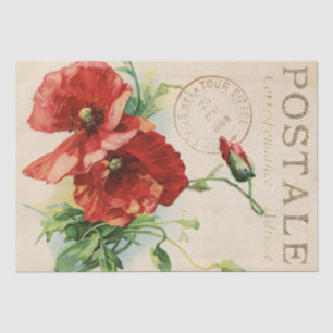 Rote Mohnblumen Carte Postale Französische Decoupa Seidenpapier