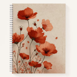 Rote Mohnblumen. Deluxe-Spirale  Notizbuch