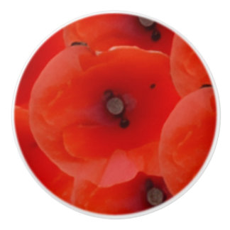 Rote Mohnblumen Design Keramik-Griff Keramikknauf
