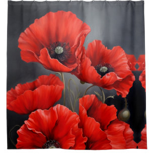 Rote Mohnblumen Duschvorhang