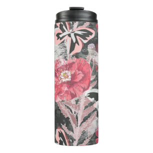 Rote Mohnblumen.Farbenfroher Blumenprint. Thermosbecher