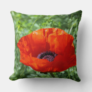 Rote Mohnblumen Farbige Blumen Abstrakter roter Mo Kissen
