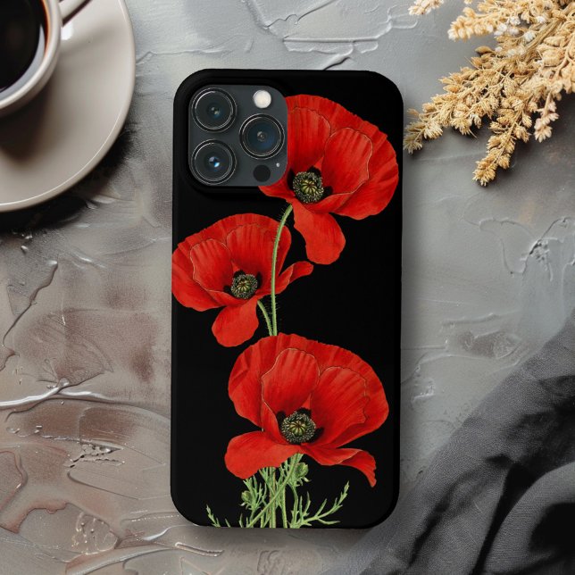Rote Mohnblumen Farbige Vintage-Botanik Case-Mate iPhone Hülle (Von Creator hochgeladen)
