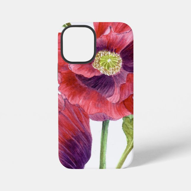 Rote Mohnblumen Florale Kunst iPhone Hülle (Rückseite)