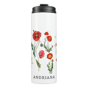Rote Mohnblumen Florals Thermosbecher