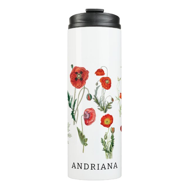 Rote Mohnblumen Florals Thermosbecher (Vorderseite)
