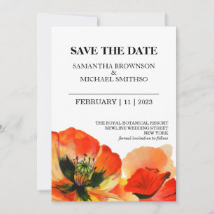 Rote Mohnblumen-Foto-Kulisse Save The Date