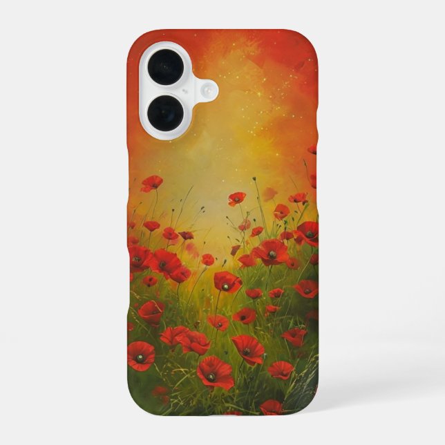 Rote Mohnblumen Frühlingsbrise iPhone 16 Hülle (Rückseite)