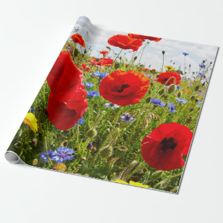 Rote Mohnblumen Geschenkpapier