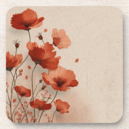 Rote Mohnblumen Getränkeuntersetzer