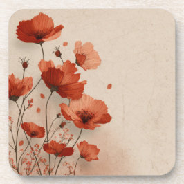 Rote Mohnblumen.  Getränkeuntersetzer