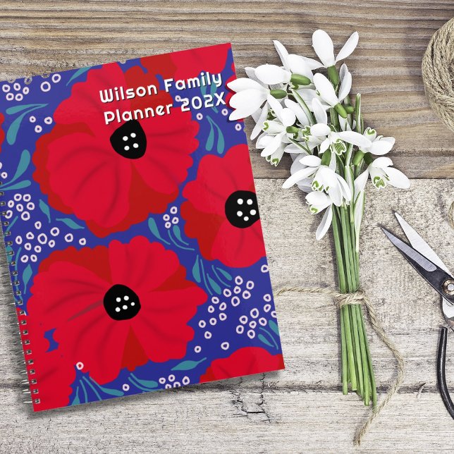 Rote Mohnblumen handillustriertes florales Muster Planer (Von Creator hochgeladen)