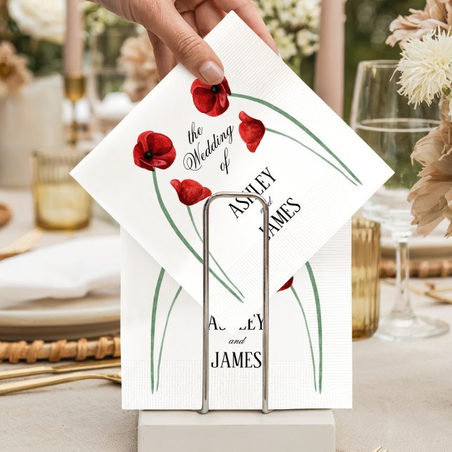 Rote Mohnblumen Hochzeit Moderne Architektur Serviette (Von Creator hochgeladen)