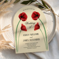 Rote Mohnblumen Hochzeit Moderner Blumenbogen