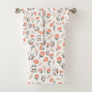 Rote Mohnblumen im skandinavischen Stil Badhandtuch Set