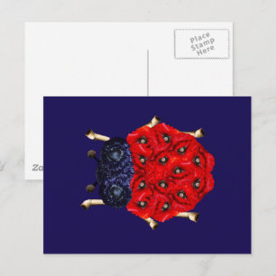 Rote Mohnblumen-Käfer-Grafik Postkarte