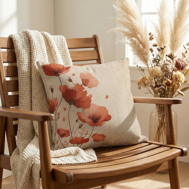 Rote Mohnblumen.  Kissen (Von Creator hochgeladen)