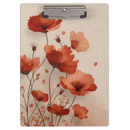Rote Mohnblumen. Klemmbrett