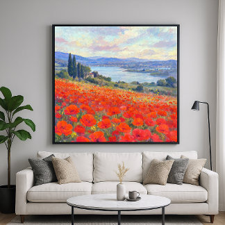 Rote Mohnblumen - Kunst im impressionistischen Lan Poster