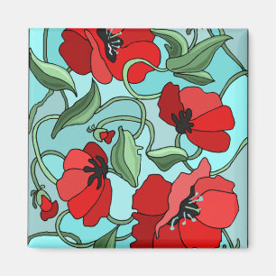 Rote Mohnblumen Magnet
