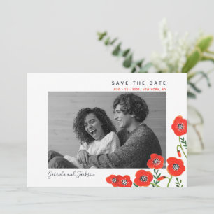 Rote Mohnblumen moderne florale Hochzeit Save-the- Save The Date